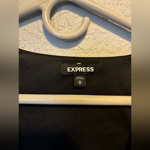 Express polka dot black blue and white dress with split sleeves size medium - Picture 4 of 5